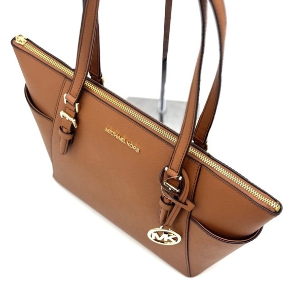 Michael Kors Large Charlotte Tote Bag Luggage Brown - Picture 5 of 10